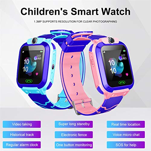 Startview Kids Smart Watch GPS Tracker, IP67 Waterproof Smartwatch, with LBS Locator Tracker SOS Calls Clock (Pink, Free)