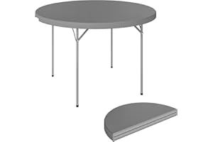 Outsunny 4ft Plastic Folding Picnic Table, Camping Table with Anti-Slip Foot Pads and Metal Frame, Indoor Outdoor Use for Pic