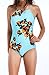 tengweng Women's High Neck Floral Printed Lace up One Piece Monokini Swimsuit Bikini M BK01