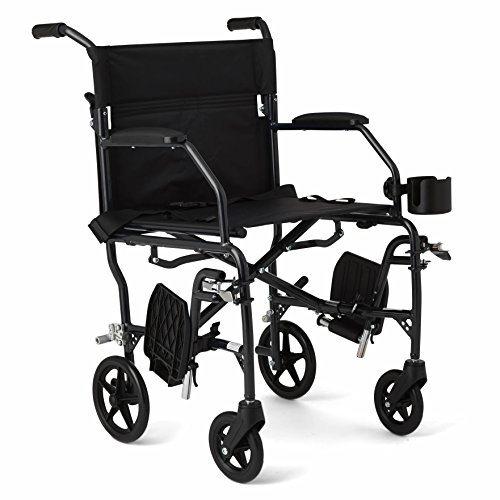 Medline Ultralight Transport Wheelchair with 19” Wide Seat, Folding