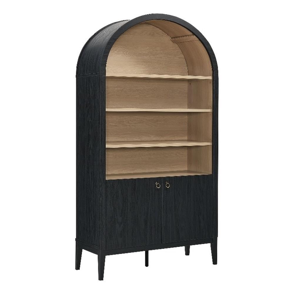 Photo 1 of Modway Nolan Tall Arched Storage Display Cabinet in Black - 74 Inch Arch Bookshelf with Open and Closed Shelving - Modern Accent Cabinet for Living Room, Dining Room