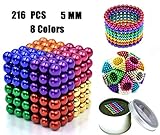 Coolpay 216 Pieces 8 Colors 5MM Magnets Fidget Blocks Toys Learning and Stress Relief Magnetic Building Blocks for Kids Executive Desk Toys Gift for Adults (8 Colors)