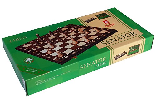 Brown Senator Wooden Chess Set - Weighted Chessmen 16 x 16"