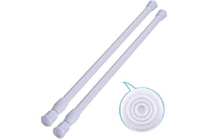 HILLHOME 2 Pack Small Tension Rods 15.7 in to 28 Curtain Rods Window Rods in Extendable Width Spring Cupboard Bars for Kitchen Utensils, Closet, and Cabinet, Fit in The Spaces to Stay Up