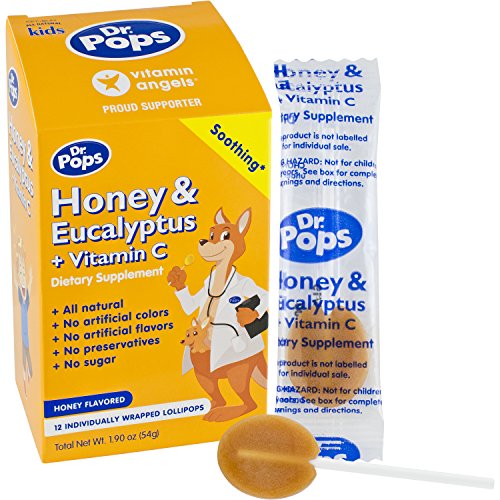 Dr. Pops Lollipops All Natural Allergy Free Dietary Supplement for Kids with Honey & Eucalyptus + Vitamin C, Honey Flavor, 12 Count Box Dr. Pops Lollipops All Natural Allergy Free Dietary Supplement for Kids with Honey & Eucalyptus + Vitamin C, Honey Flavor, 12 Count Box