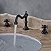 Rozin Widespread 3 Holes Bathroom Sink Faucet Dual Cross Knobs Mixer Tap Oil Rubbed Bronze