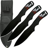 True Strike TS-179-3 Series Throwing Knife Set with Three Knives, Stainless Steel Handles, Nylon Sheath, 8-Inch Overall (Black)