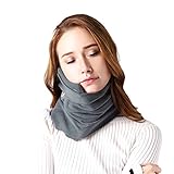 SAKEYR Neck Support Travel Pillow for Airplanes Soft Comfortable Travel Neck Pillow Scarf for Unisex Men Women Kids Airplane Sleep Pillow with Adjustable Strap Machine Washable (Grey)