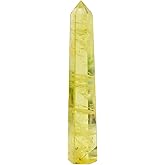 Apengshi 1PCS Natural Crystal Citrine Tower 5.9"-6.3" (15-16cm) 6 Faceted Single Point Prism Healing Crystal Wand for Meditation Reiki Chakra Therapy