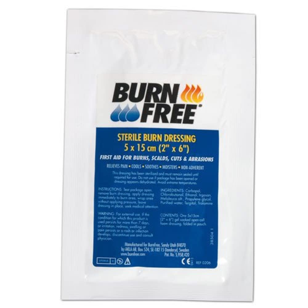 Burnfree 0206 BurnFree Sterile Burn and Wound Dressings Pads, 5 cm x 15 cm