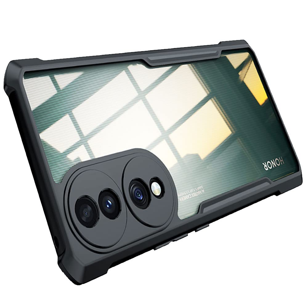 TECHGEAR Tough Case for Honor 70 5G [Fusion Armour] Premium Hybrid Tough Rugged Protective Bumper Case Heavy Duty Protection with Clear Back Designed For Honor 70 5G - Black