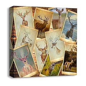 Canvas Wall Art Vintage City Collection Painting Artwork for Home Prints Framed - 12x12 inches
