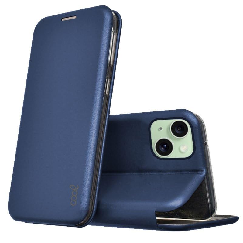 Cool Flip Cover for iPhone 15 Plus Elegance Leatherette Navy
