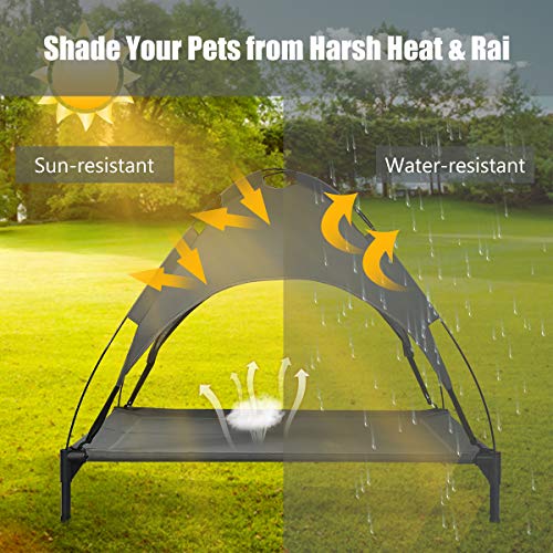 Giantex Elevated Dog Bed with Canopy, Portable Indoor Outdoor Pet Cot
