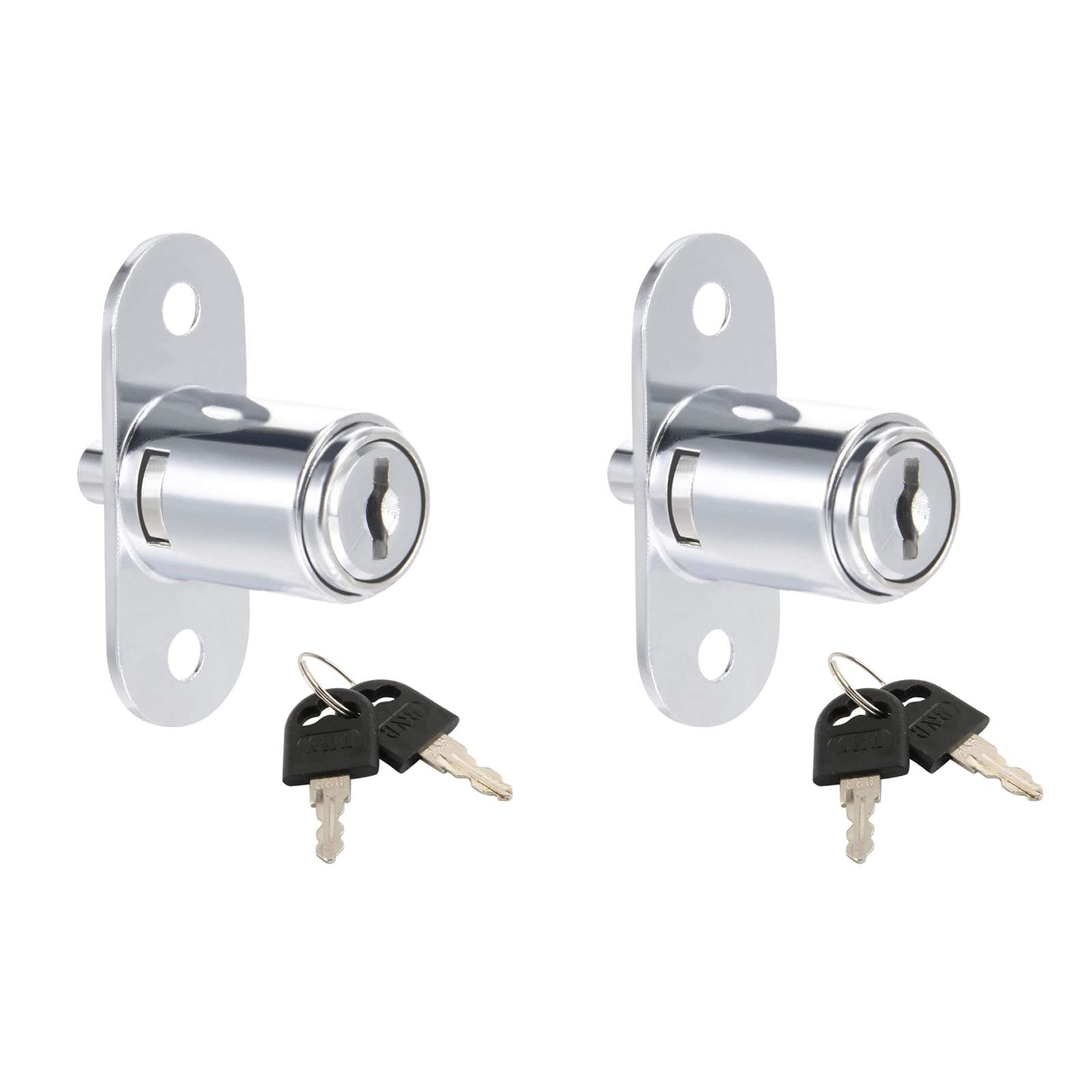 METALLIXITY Plunger Locks with Keys, (50 x 38mm / 2'' x 1.5'') 2Pcs, Zinc Alloy Chrome Finish Push Plunger Lock for File Cabinets, Display Cases