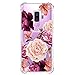 KIOMY Clear Case for Samsung Galaxy S9 Plus /S9+, Shockproof Bumper Protective Cell Phone Back Cover with Airbag Corners, 【Hybrid Design】 Hard PC Back with Flexible TPU Frame, Cute Red Floral