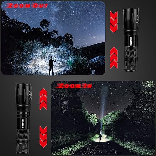 Torcia LED Verde Con Zoom - 3 Modalità (Alta, Bassa, Strobe) - Resistente All'Acqua - Per Campeggio, Caccia E Emergenze - Foto 10