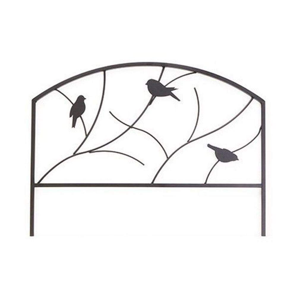 Panacea Perching Birds Garden Edge, 18-Inch Height by 24-Inch Width, Black