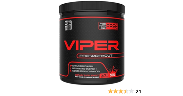 Amazon Com Viper Pre Workout 28 Servings Creatine Energy Drink Fat Burner Non Habit Forming Sustained Energy Zero Calorie Gluten Free Sugar Free No Artificial Flavors Or Colors For Men And Women Health Household