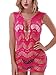 FasiCat Women's Mesh Lingerie for Women Fishnet Babydoll Mini Dress Free Size Bodysuit Hotpink Style 7