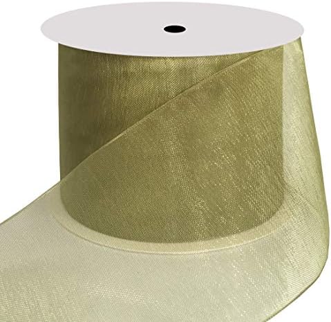 DUOQU 2 inch Wide Shimmer Sheer Organza Ribbon 20 Yards Willow