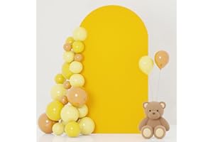 FOTSHARER Gold Wedding Arch Cover 4x7.2FT Spandex Arch Cover Backdrop Fabric Balloon Arch Covers for Bridal Baby Shower Chiara Backdrop Cover Boho Round Top Arch Stand Cover for Party Banquet Ornament