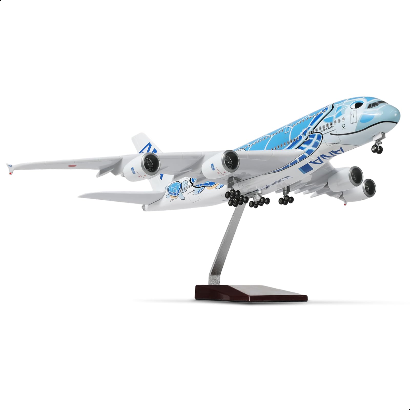 QIYUMOKE 1/160 A380 ANA Blue Turtle 18 Inch Large Die-Cast Model Kit for Airbus A380 Aircraft Model Kit with Stand Sky Jumbo Airliner Model Plane Display Collector's Model Kit as Gift — image 1