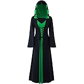 FSUJWOA Womens Halloween Costumes for Adults Medieval Hooded Maxi Dress for Women Fashion Hooded Robe Cosplay