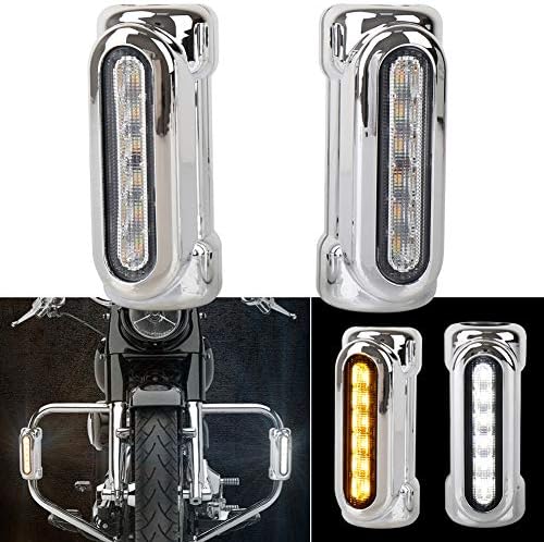Motorcycle Highway Bar Lights Chrome Switchback Driving Lights Fits 1-1/4" Highway/Crash Bars for Harley Davidson Victory Bikes