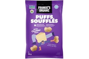 Frankie's Organic White Cheddar Cheese Puffs - Crunchy, Baked, and Healthy Snack - Gluten-Free, Non-GMO, Sprouted Grains - 56