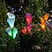 Solar Garden Lights Outdoor, 2 Pack Solar Powered Lights with 8 Lily Flower, Multi-Color Changing LED Solar Stake Lights for Garden, Patio, Backyard (White/Yellow)