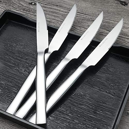 Idomy 6-Piece Stainless Steel Steak Knife Set, Multipurpose Kitchen Serrated Knives