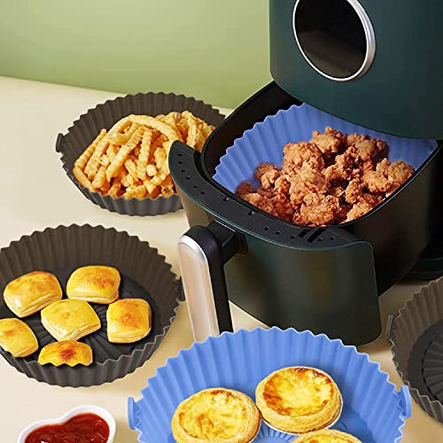 VNICE 3PCS Air Fryer Silicone Pot Replacement of Parchment Paper Liners - Non-stick Reusable Air Fryer Liners with 100pc Disposable Gloves for Baking Roasting Microwave Frying Pan (6.3\
