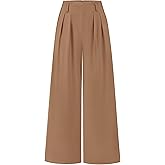 BTFBM Women's Elegant Flowy Dress Pants Front Pleated High Waisted Casual Wide Leg Loose Palazzo Trousers with Pockets