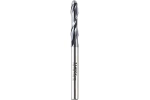 ZahyoX 2 Flutes TiAlN Coated Ball Nose End Mill, Solid Carbide Upcut Spiral CNC Router Bit, 1/4" Diameter, 1/8" Radius, 1/4" Shank, 1-1/8" Cutting Length, 3" Overall Length, CNC Cutter Milling Tool