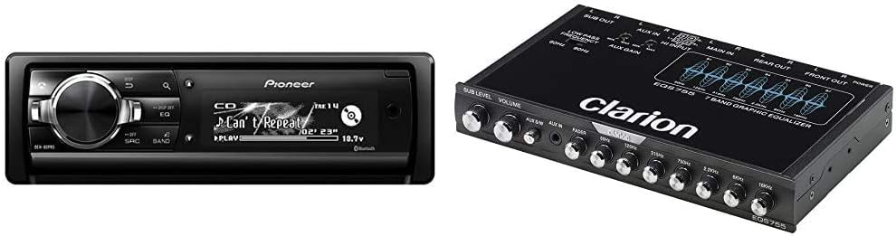 Pioneer DEH-80PRS CD Receiver & Clarion EQS755 7-Band Car Audio Graphic Equalizer with Front 3.5mm Auxiliary Input, Rear RCA Auxiliary Input and High Level Speaker Inputs