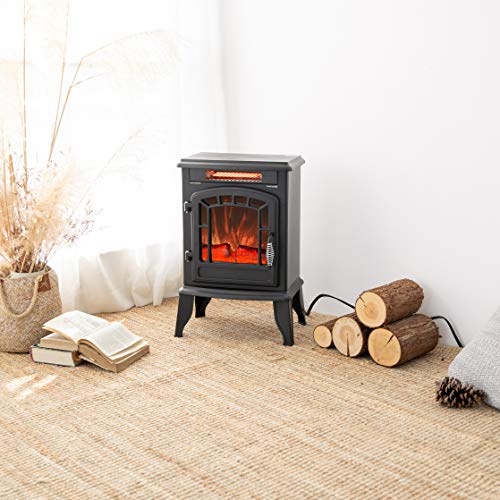 FLAME&SHADE Electric Wood Stove Fireplace Heater - Freestanding - Height 23in