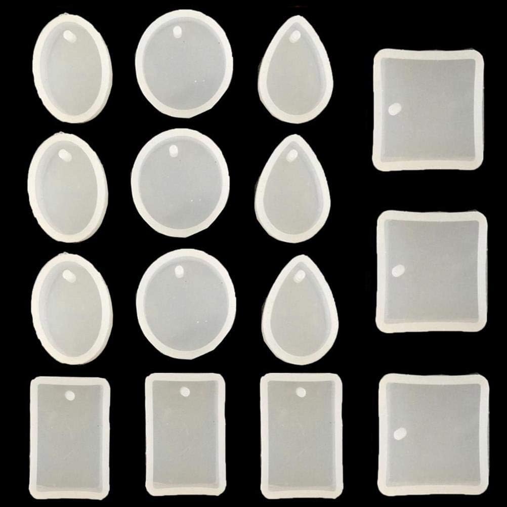 15 Pcs Silicone Resin Pendant Mould with Hanging Hole Jewellery Making Molds for Craft Jewelry DIY Making, 5 Shapes