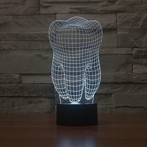 Saiam Tooth Shape 3D USB LED Night Light 7Colors Changing Christmas Mood Lamp Touch Button Kids Living/Bedroom Table/Desk Lighting