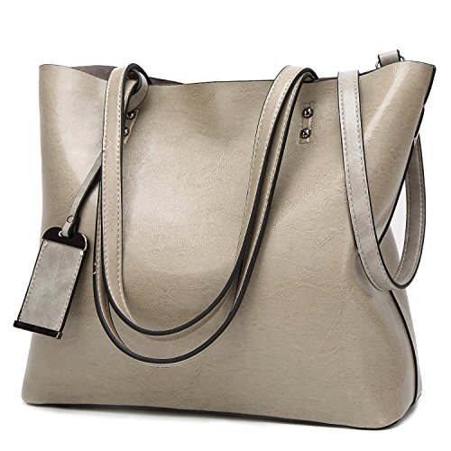 ALARION Women Top Handle Satchel Handbags Shoulder Bag Messenger Tote Bag Purse,Grey,Large