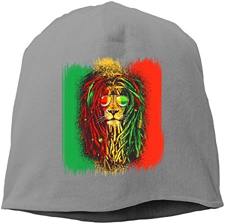 Reggae Rasta Flag Lion Unisex Warm Winter Hat Knit Skull Beanie Slouchy Beanie Hat/Cap DeepHeather