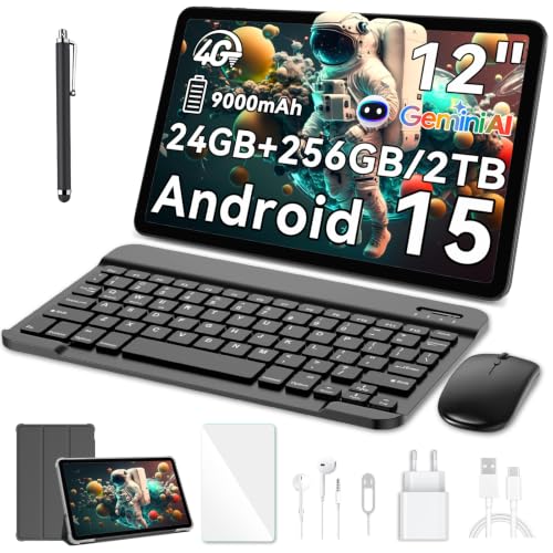 Blackview MEGA2 Tablet de 12 Pulgadas con Teclado, Android 15, 24 GB RAM (6+18 GB) + 256 GB, Pantal…