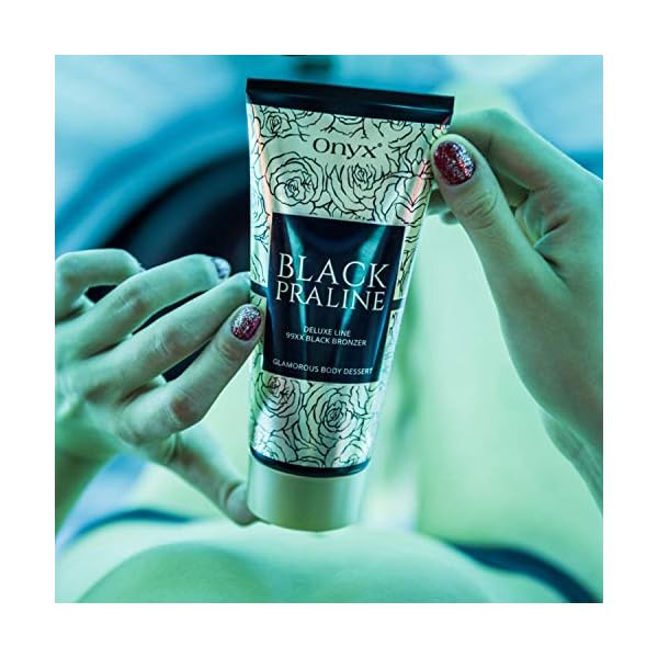 Onyx-Black-Praline-Dark-Sunbed-Lotion-Advanced-Tanners-Immediate-Effects-Powerful-Skin-Conditioning-Formula Onyx Black Praline Dark Tanning Cream for Sunbeds - Black Bronzer - Immediate Chocolate Tan