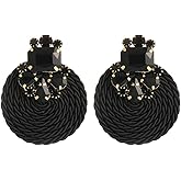 fxmimior Fashion Boho Women Full Black Rhinestone Circle Earrings Statement Drop Sparkly Earrings Simple Black Dangle Earrings Bridal Wedding Party Prom Sexy Earrings for Women