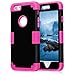 Plastic Rubber iPhone 6S Case Heavy Duty, Travel Case iPhone 6 Case for Women Girls, Hybrid Defender Case iPhone 6 Rose Black Case iPhone 6 Carrying Case for Apple iPhone 6 Phone Case and iPhone 6S