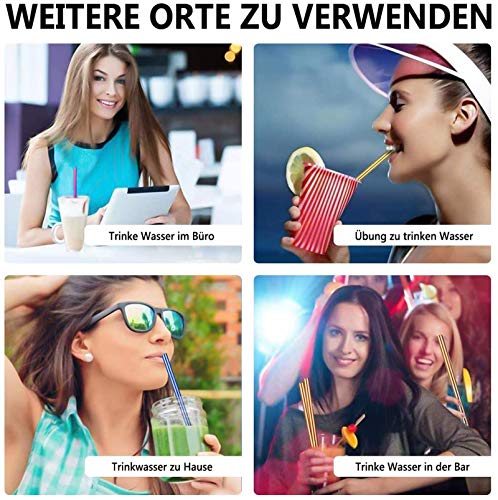 Strohhalm Edelstahl, Strohhalm Wiederverwendbar Gesund Umweltschonend, 5 Stück Boba-Strohhalme Extra Breite Trinkhalme… – Bild 6