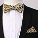 HISDERN Paisley Floral 6 Clips Suspenders & Bow Tie and Pocket Square Set Y Shape Adjustable Braces,Brown & Gold,One Size