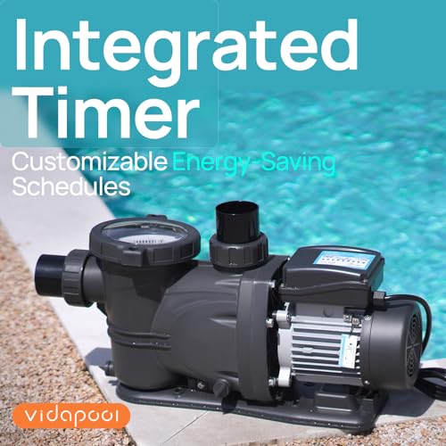 VIDAPOOL In/Above Ground Pool Pump Self Primming High Flow,Dark Grey