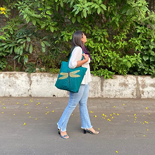 Eco Right Large Canvas Tote Bag for Women, Tote Handbags for Women with Zipper & Inner Pocket for College, Shopping, Office 4