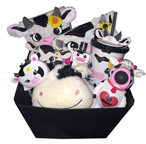 Moo Cow Moo Ultimate Gift Basket With Plush Pillow Pet Lock Key